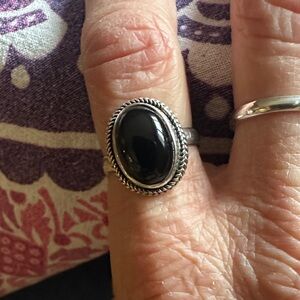 Sterling Silver Black Onyx Oval Ring